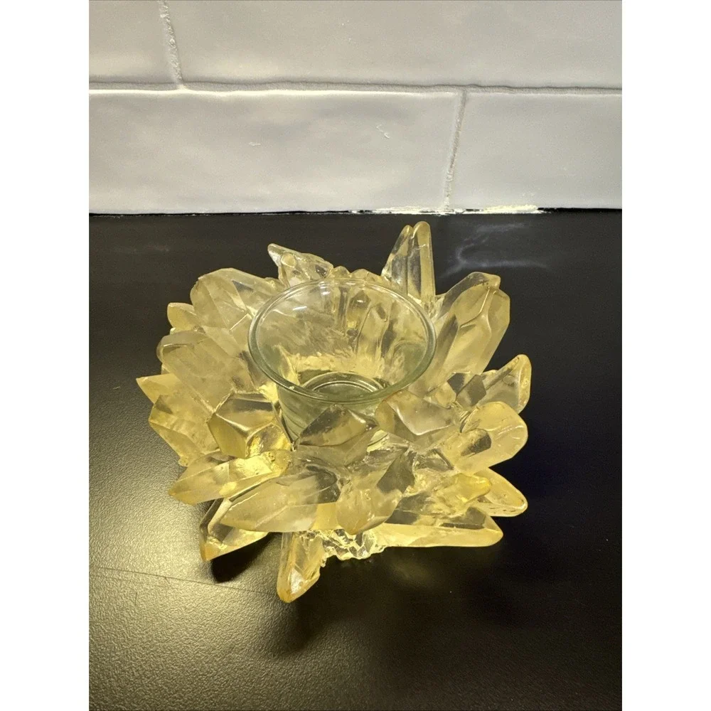 Lucite‎ Votive Candle Holder Faux Quartz Crystal